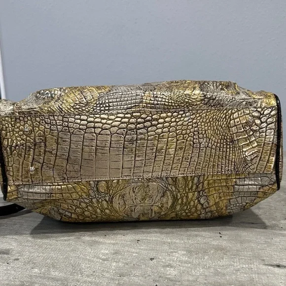 Brahmin Gold and Black Crocodile Shoulder Bag